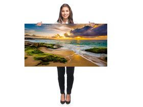 Tela Quadro Decorativo Sala 100x50 Praia Fim de tarde Paisagem Quadro para Quarto Hall Escritório