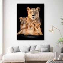 Tela Quadro Grande Decorativo Para sala Leoa 3 filhotes 60x40 Quadro Quarto Hall Cozinha Tela Quadro Grande Decorativo Para sala Leoa 3 filhotes 60x40 Quadro Quarto Hall Cozinha