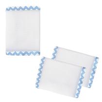 Tela Respiravel Protetor De Berço Americano Azul Chevron Maior Circulação De Ar com fechos laterais mais protecao para o bebe Baby Deluxe