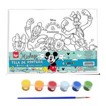 Tela riscada 15 x 22 mickey & friends+pincel+guache - dac Tela riscada 15 x 22 mickey & friends+pincel+guache - dac