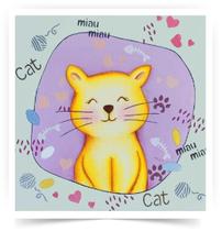 Tela Riscada para Pintura Infantil Gato 3558 20x20 Stencil Grátis Opa