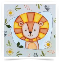 Tela Riscada para Pintura Infantil Leão 3559 20x20 Stencil Grátis Opa