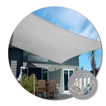 Tela Shade Prata Sombrite 90% 4x4 Com Bainha Ilhós + Kit