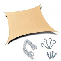 Tela Sombreamento Quadrada Areia 5x5 Mts + Kit Instalação