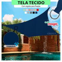 Tela Tecido Sombreamento Azul Marinho 9.5x3 Metros Resistente a Água com Argolas