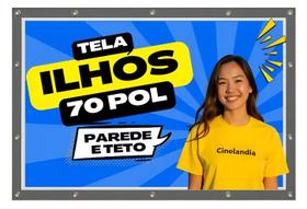 Tela Telão Lona Tecido Banner Retrátil Projetor Projeção Datashow Data Show Retroprojetor Ilhós Teto Parede Tripé 70 Polegadas Cinema Professor Igreja