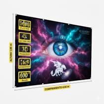 Tela telao projeção 400 polegadas profissional (lona) 1,92 x 4,00