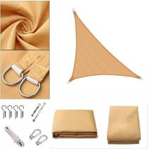 Tela Toldo Lona Vela Sombreamento Triangular 5x5x7m Areia Kit Instalação Proteção UV Tela Toldo Lona Vela Sombreamento Triangular 5x5x7m Areia Kit Instalação Proteção UV