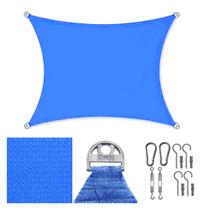 Tela Toldo Sombreamento 90% Cor Azul Cobertura Decorativa 2x2m + Kit Instalação Tela Toldo Sombreamento 90% Cor Azul Cobertura Decorativa 2x2m + Kit Instalação