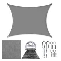 Tela Toldo Sombreamento 90% Cor Cinza Cobertura Decorativa 5x2,5m + Kit Instalação Tela Toldo Sombreamento 90% Cor Cinza Cobertura Decorativa 5x2,5m + Kit Instalação