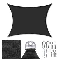 Tela Toldo Sombreamento 90% Cor Preto Cobertura Decorativa 4x2m + Kit Instalação Tela Toldo Sombreamento 90% Cor Preto Cobertura Decorativa 4x2m + Kit Instalação