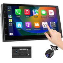 Tela Wireless CarPlay para Carro e Central Multimídia Android Auto - Rádio Automotivo Double Din Touchscreen 7 Polegadas com Câmera de Ré para Todos os Carros (2+32GB)