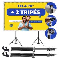 Telão De Retroprojetor Com 2 Tripé Tecido Para Datashow 70 Pol Tela Projeção