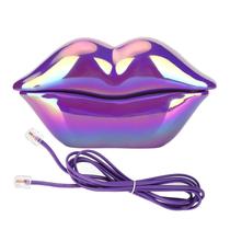 Telefone com fio em formato de lábios ZJYICANUS, roxo eletroplado, decorativo