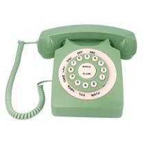 Telefone com fio TelPal Classic Vintage com discagem por botão, verde