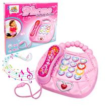 Telefone de Brinquedo Infantil Musical Bebê Educativo Rosa