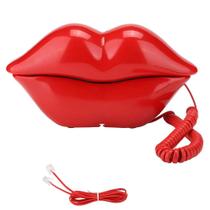Telefone de mesa Bewinner WX-3061 em formato de lábio com alto-falante vermelho Telefone de mesa Bewinner WX-3061 em formato de lábio com alto-falante vermelho