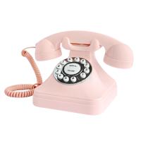 Telefone fixo analógico retrô rosa com fio TelPal Telefone fixo analógico retrô rosa com fio TelPal