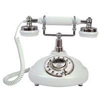 Telefone fixo com fio TelPal Retro Vintage White Rotary Dial Telefone fixo com fio TelPal Retro Vintage White Rotary Dial