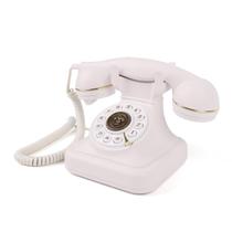 Telefone fixo MCHEETA retrô com fio e teclado de botões, branco Telefone fixo MCHEETA retrô com fio e teclado de botões, branco