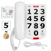 Telefone fixo ZAMQIU com botões grandes e volume alto para idosos
