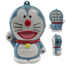 Telefone Gato Doraemon Mesa C Headset Microfone Flexivel Desenho Animado de Anime Colecionavel Enfeite Telefonia