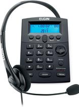 Telefone Headset com Identificador de Chamadas HST8000 Elgin Base Discadora Conjunto Telefonista Preto