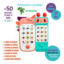 Telefone Infantil Baby 2 E 1 Mordedor Musical E Luz + 50sons