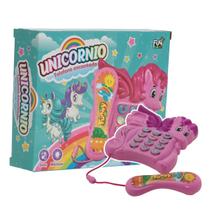 Telefone infantil Unicórnio Brinquedo Rosa Educativo