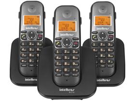 Telefone Intelbras sem Fio TS 5123 Base e 2 Ramais - Preto - 4125123