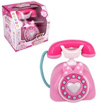 Telefone musical infantil classico menininha fone com luz a pilha na caixa wellkids