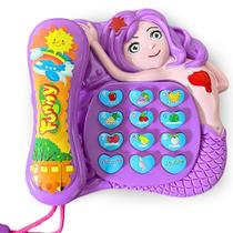 Telefone Musical Infantil Sereia Encantada Sons Luz Colorido Fala Inglês Educativo Presente