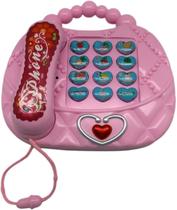 Telefone Musical Infantil Sons E Luzes Rosa Lindo