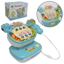 Telefone musical infantil telephone com luz a pilha na caixa