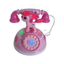 Telefone Pônei Unicórnio Rosa Brinquedo Musical Luz Vibrante - Da Hua Toys