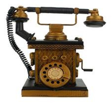 Telefone Preto Antigo Cofrinho 23x12.5x23cm Estilo Vintage