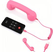 Telefone Retrô com Fio e Microfone, Receptor com Alto-falante, Rosa Telefone Retrô com Fio e Microfone, Receptor com Alto-falante, Rosa
