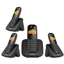 Telefone Sem Fio 3 Ramal Adicional ID Bina TS 3110 Intelbras