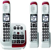 Telefone sem fio amplificado Panasonic KX-TGM420W + (2) KX-TGMA44W com secretária eletrônica digital expansível até 6 aparelhos e amplificador de volume de voz 40 dB Telefone sem fio amplificado Panasonic KX-TGM420W + (2) KX-TGMA44W com secretária eletrônica digital expansível até 6 aparelhos e amplificador de volume de voz 40 dB