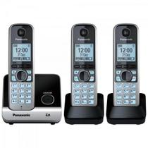 Telefone Sem Fio Com Base e 2 Ramais Panasonic KX-TG6713LBB Preto F002