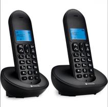 Telefone sem Fio com Identificador de Chamadas e Viva VOZ MT150-2 Preto - 2 Aparelhos - Motorola