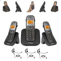 Telefone Sem Fio Intelbras TS 5120 2 Ramais TS 5121 com Bina Viva Voz Headset para Atendimento