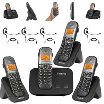 Telefone sem fio Mini Central PABX Para 2 linhas TS 5150 Com 3 Ramal e Headset Fone de Ouvido Bina Viva Voz e Expansível até 10 Ramais intelbras