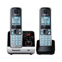 Telefone Sem Fio Panasonic Com Ramal Kxtg6722 Preto e Prata