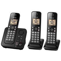 Telefone Sem Fio Panasonic TGC363 Com Identificador De Chamadas Viva-Voz Bivolt - Preto