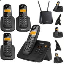 Telefone Sem Fio Secretária Eletrônica + 3 Ramal Para Chip 4