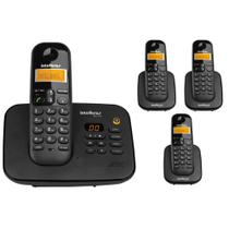 Telefone Sem Fio TS 3130 Com Secretaria Eletrônica + 3 Ramal Sem Fio TS 3111 Intelbras 1,9 Ghz Dect 6.0