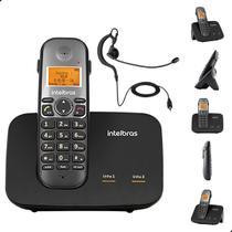 Telefone Sem Fio TS 5150 Intelbras Com headset Fone de Ouvido para Duas Linhas Viva voz Expansível até 10 Ramais e Agenda para 200 Contatos
