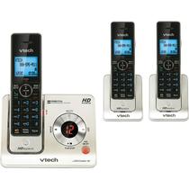 Telefone sem fio VTech DECT 6.0 expansível com 3 aparelhos prateados