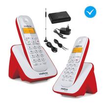 Telefone Vermelho com 1 Ramal entrada Chip 3G Combo oficial